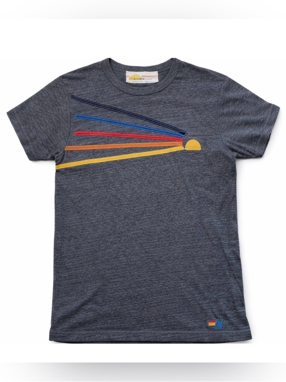 Rare Vintage Aviator Nation Charcoal Daydream Tee with Embroidered Stripes